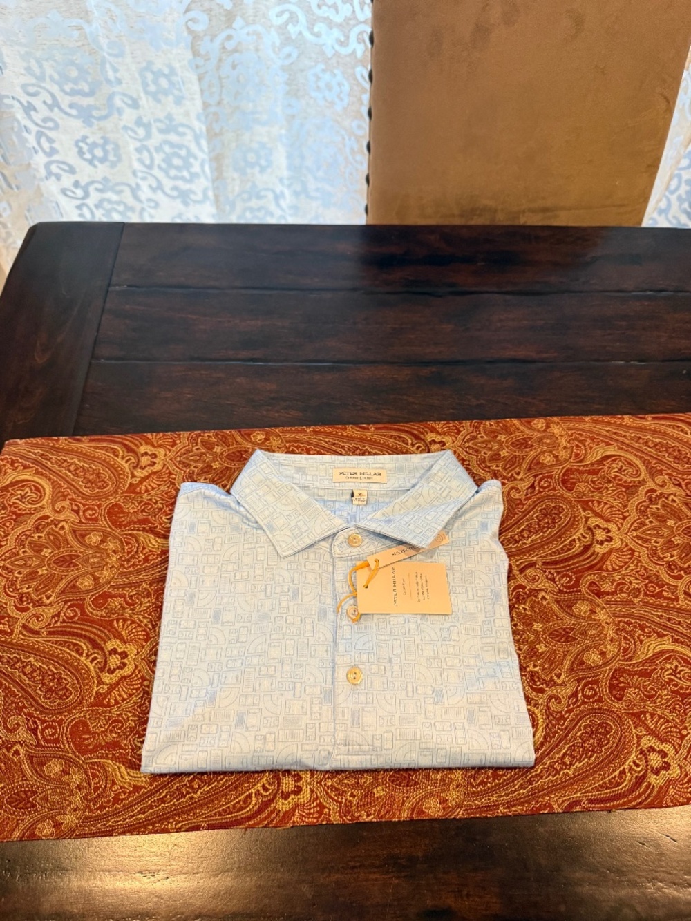 Peter Millar Men's XL Cottage Blue Out of Bounds Performance Polo MSRP $145
